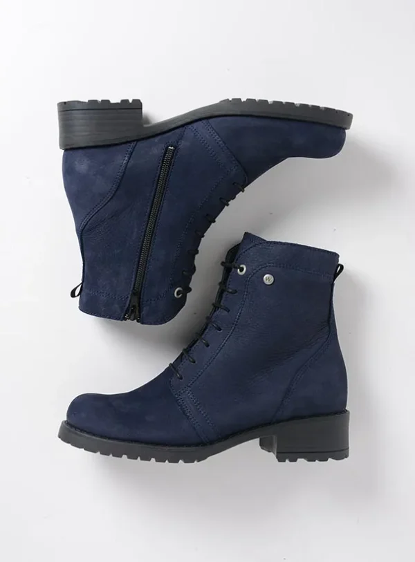 Wolky Quinta - blauw nubuck Veterlaarzen voor dames