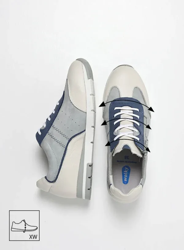 Wolky Yell - gebroken wit/denim leer Sneakers voor dames