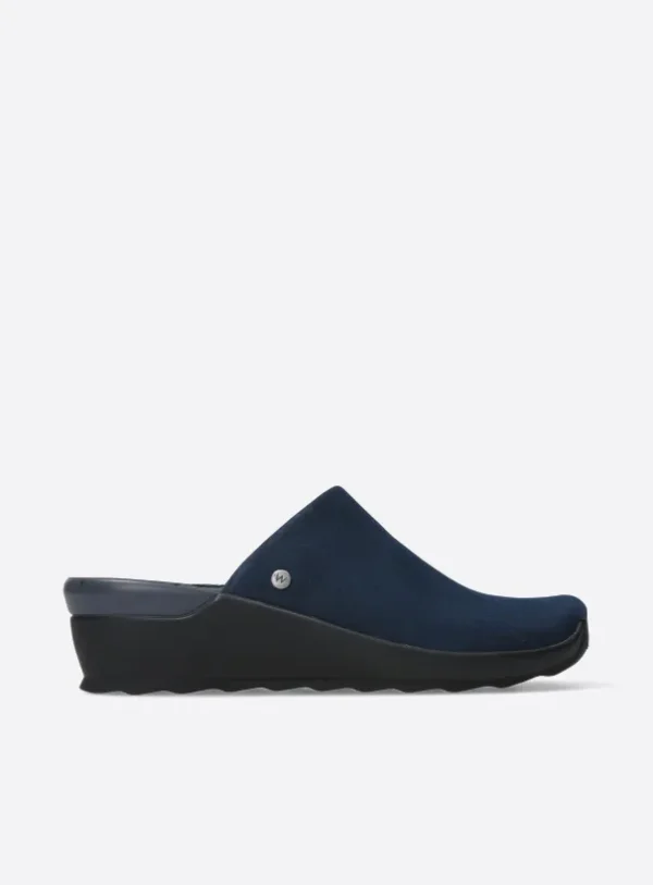 Wolky Go - denimblauw nubuck Klompen voor dames