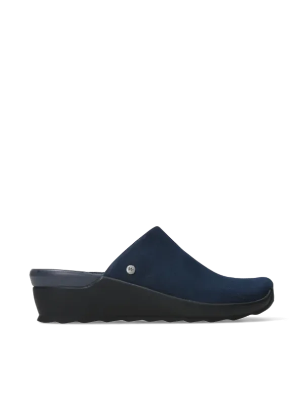 Wolky Go - denimblauw nubuck Klompen voor dames