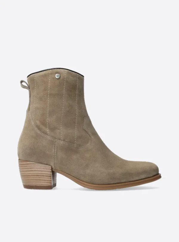 Wolky Lubbock HV - taupe zomer suede Enkellaarsjes voor dames
