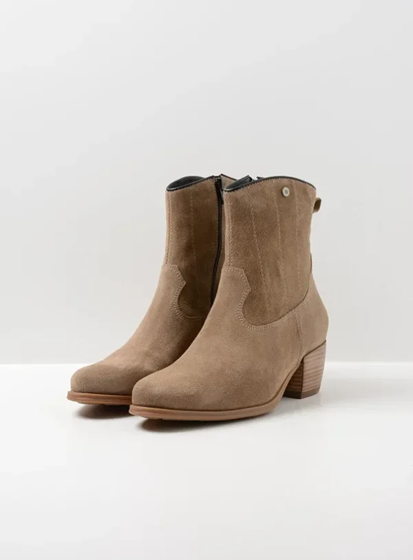 Wolky Lubbock HV - taupe zomer suede Enkellaarsjes voor dames