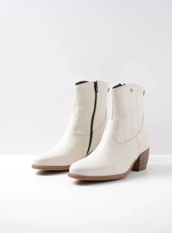 Wolky Lubbock HV - creme wit leer Enkellaarsjes voor dames