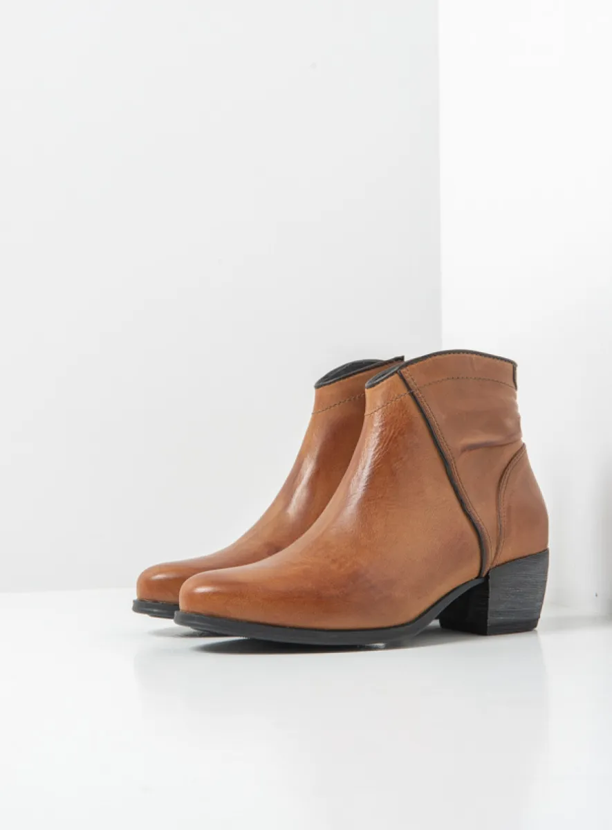 Wolky Montalba HV - cognac leer Enkellaarsjes voor dames