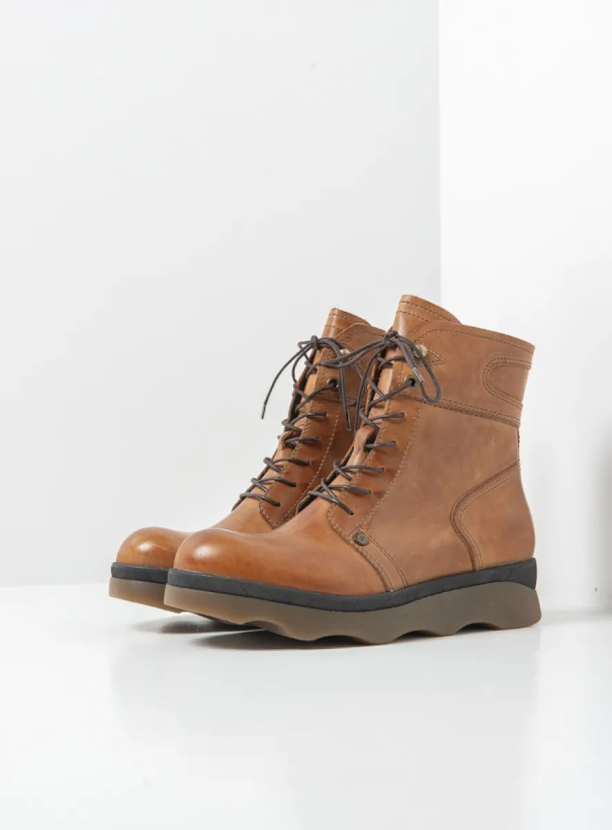 Wolky Destiny HV - cognac leer Veterlaarzen voor dames