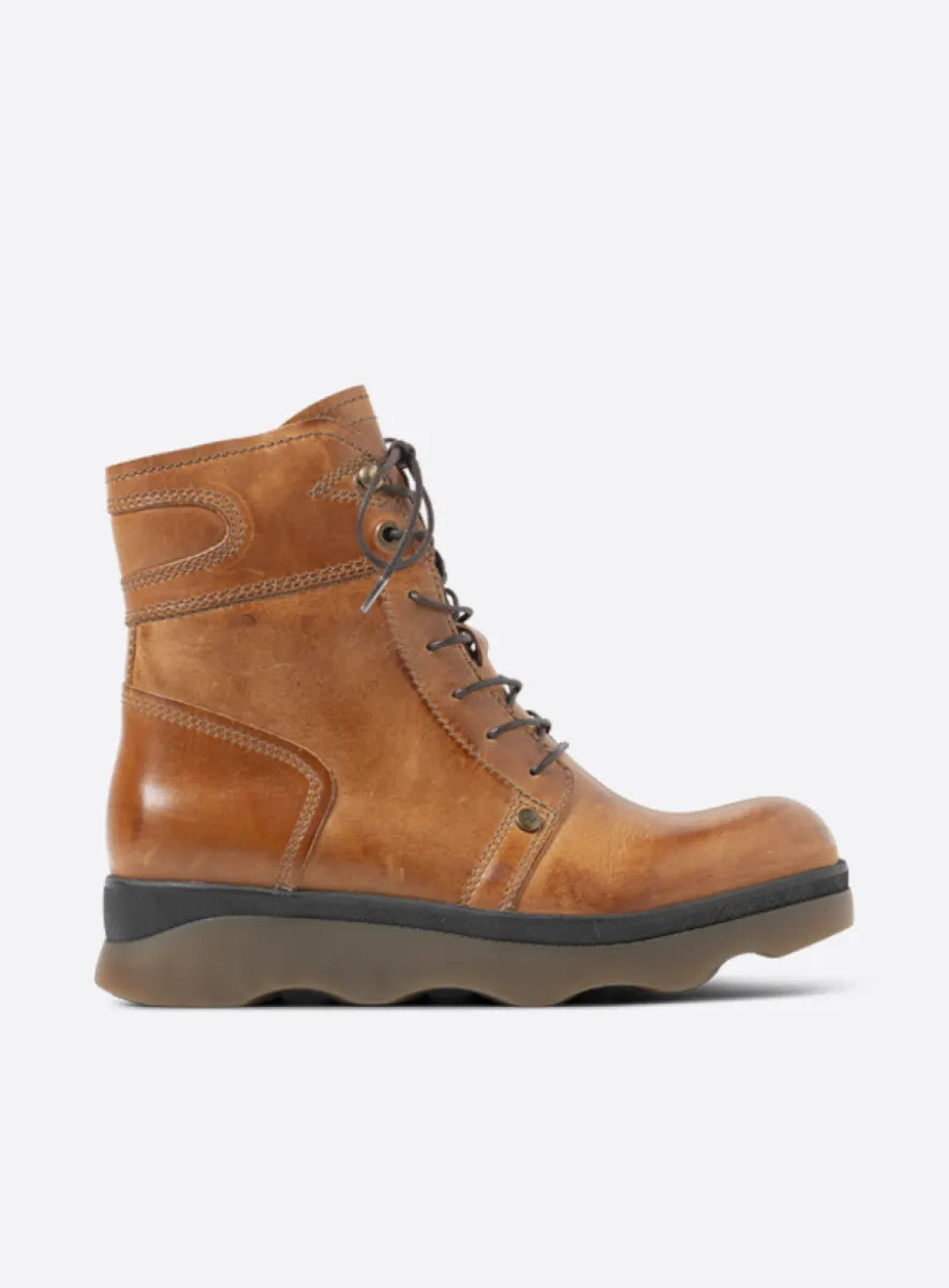 Wolky Destiny HV - cognac leer Veterlaarzen voor dames