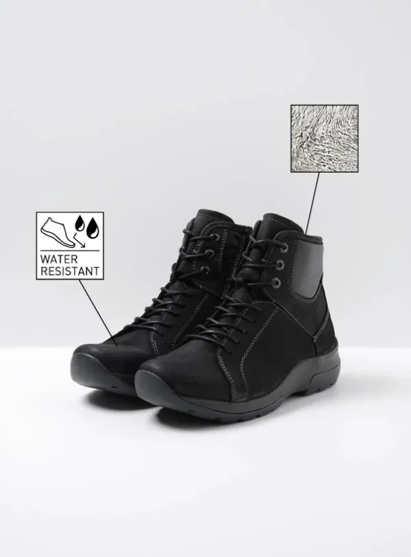 Wolky Ambient WR - zwart nubuck Hoge veterschoenen voor dames