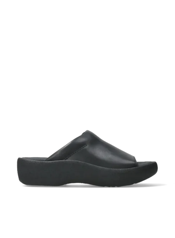 Wolky Nassau - zwart leer Slippers voor dames