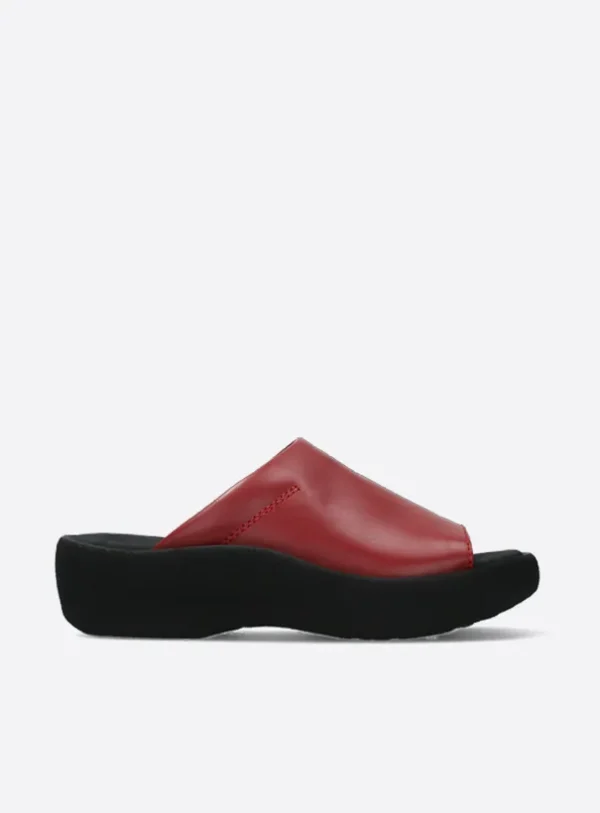 Wolky Nassau - rood leer Slippers voor dames
