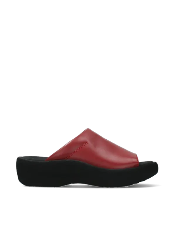 Wolky Nassau - rood leer Slippers voor dames