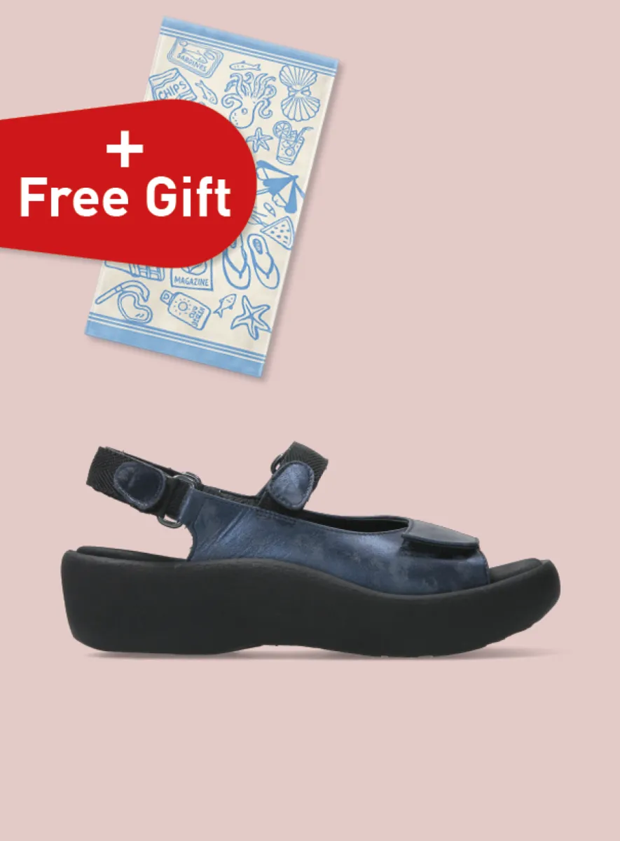 Wolky Jewel - marineblauw metallic nubuck Sandalen voor dames