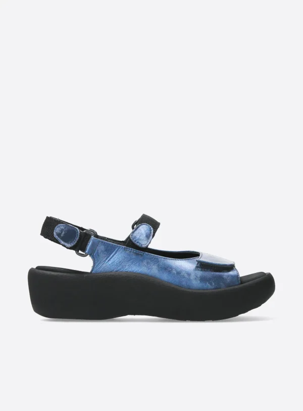 Wolky Jewel - marineblauw metallic nubuck Sandalen voor dames