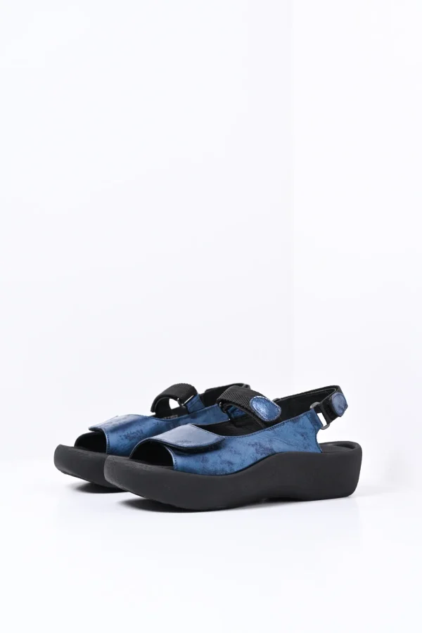 Wolky Jewel - marineblauw metallic nubuck Sandalen voor dames