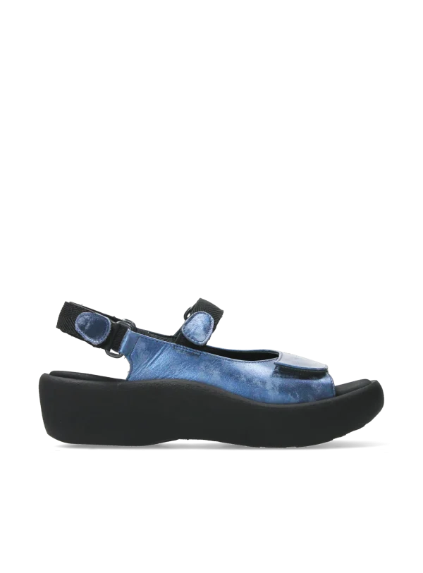 Wolky Jewel - marineblauw metallic nubuck Sandalen voor dames