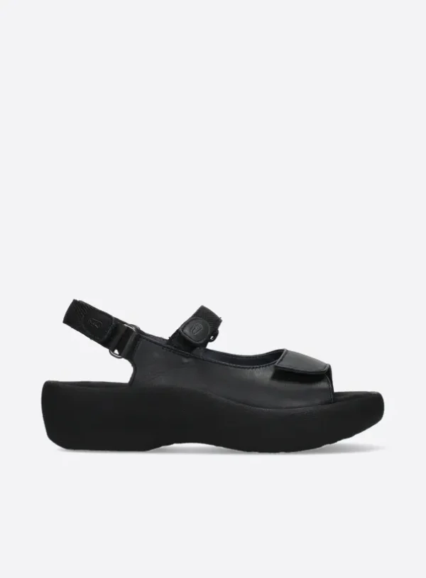 Wolky Jewel - zwart leer Sandalen voor dames