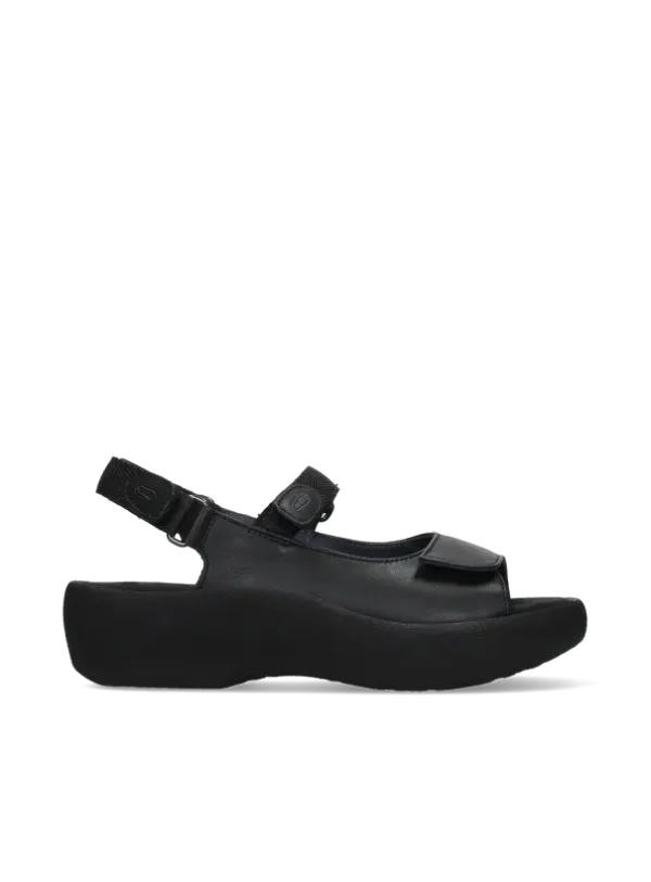 Wolky Jewel - zwart leer Sandalen voor dames