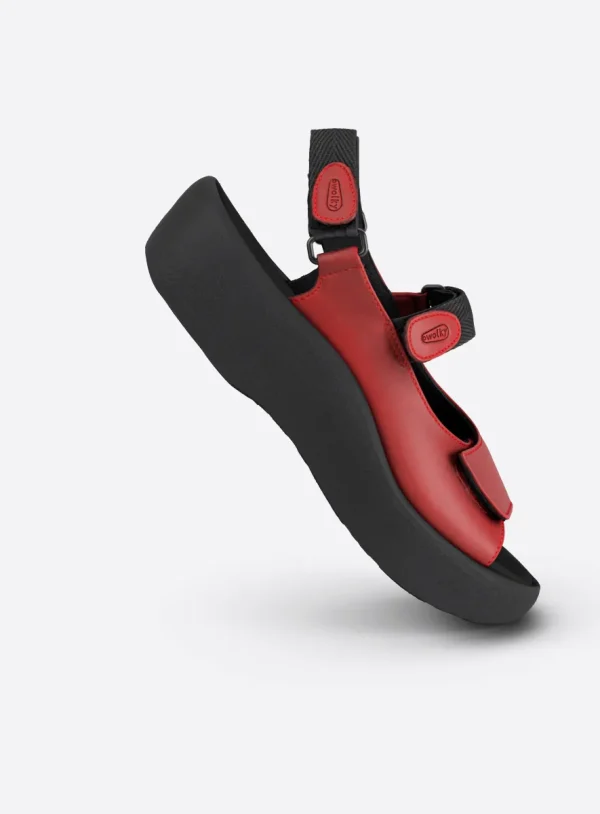 Wolky Jewel - rood leer Sandalen voor dames
