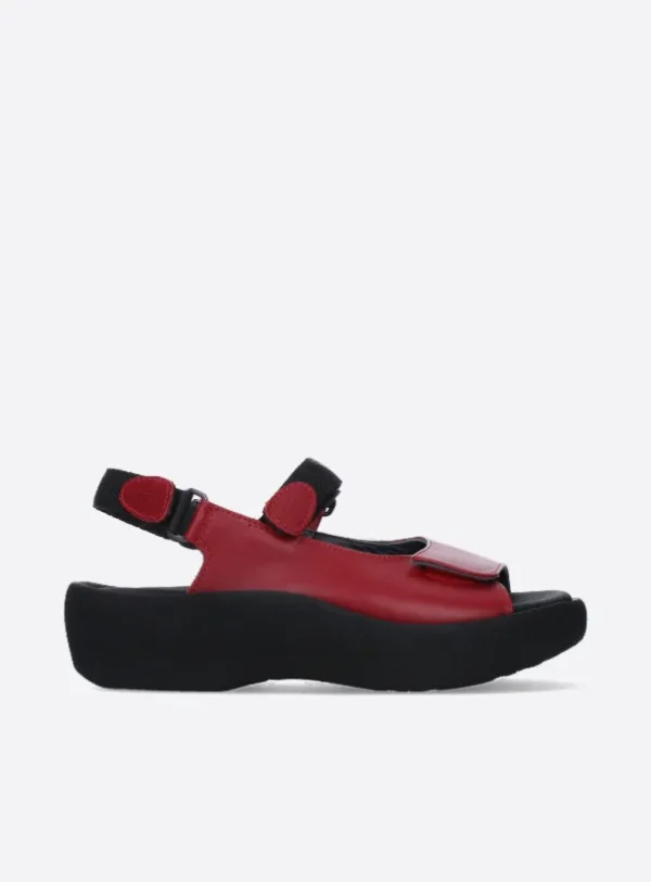 Wolky Jewel - rood leer Sandalen voor dames