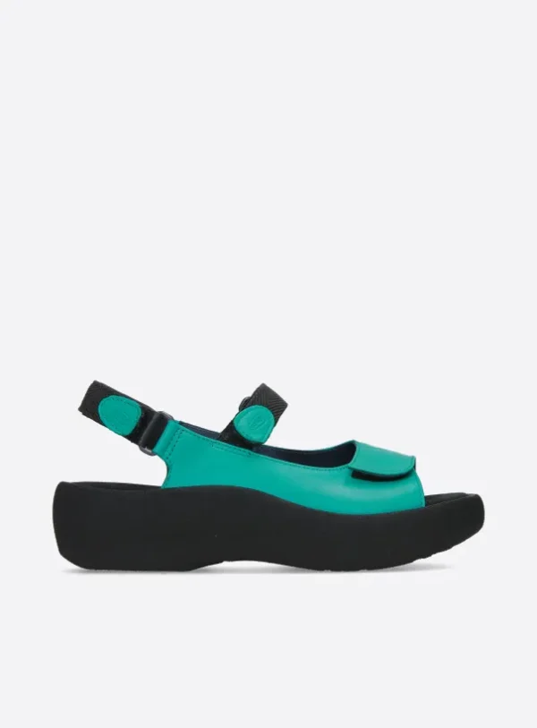 Wolky Jewel - turquoise leer Sandalen voor dames
