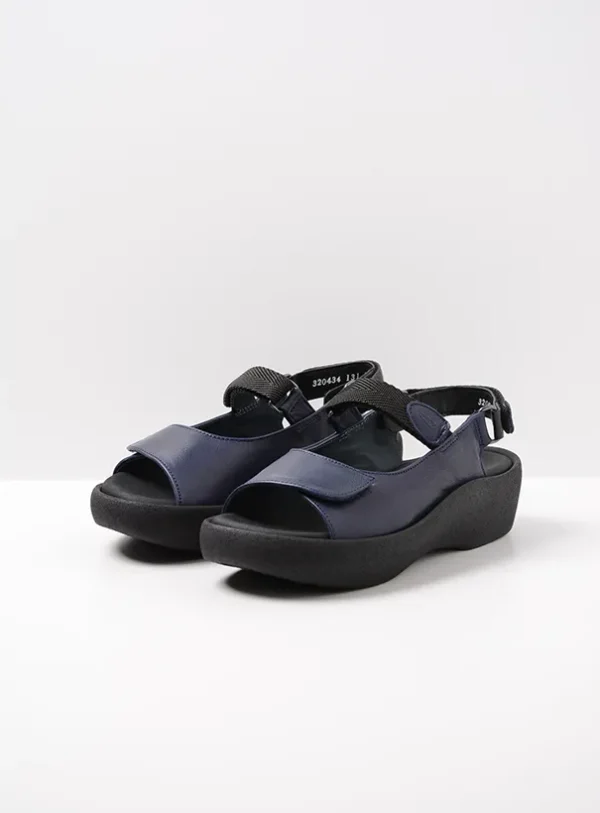 Wolky Jewel - blauw leer Sandalen voor dames