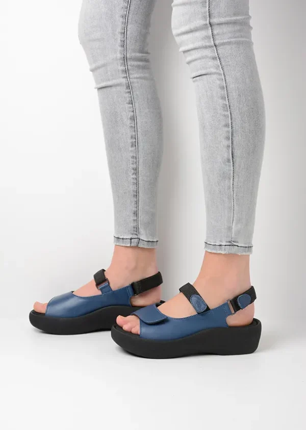 Wolky Jewel - jeansblauw leer Sandalen voor dames