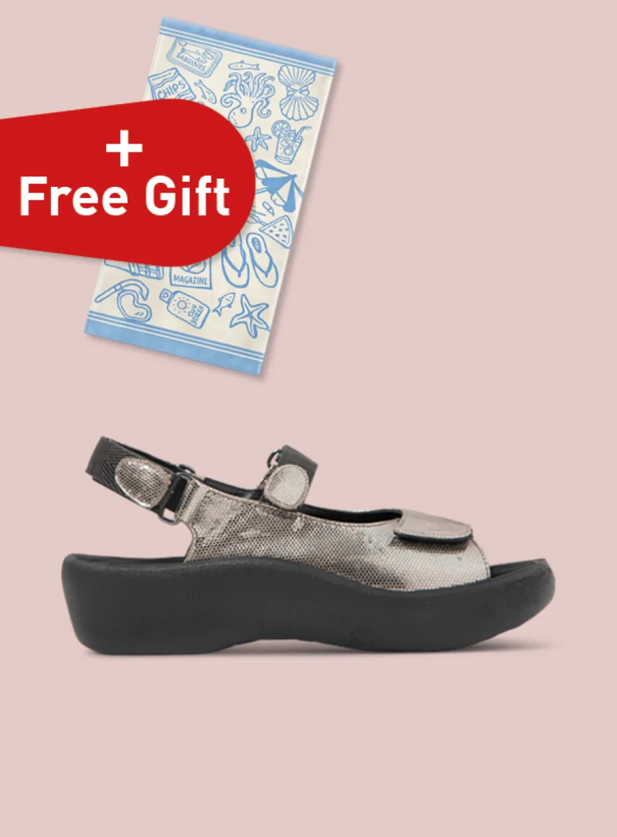 Wolky Jewel - grijs metallic leer Sandalen voor dames