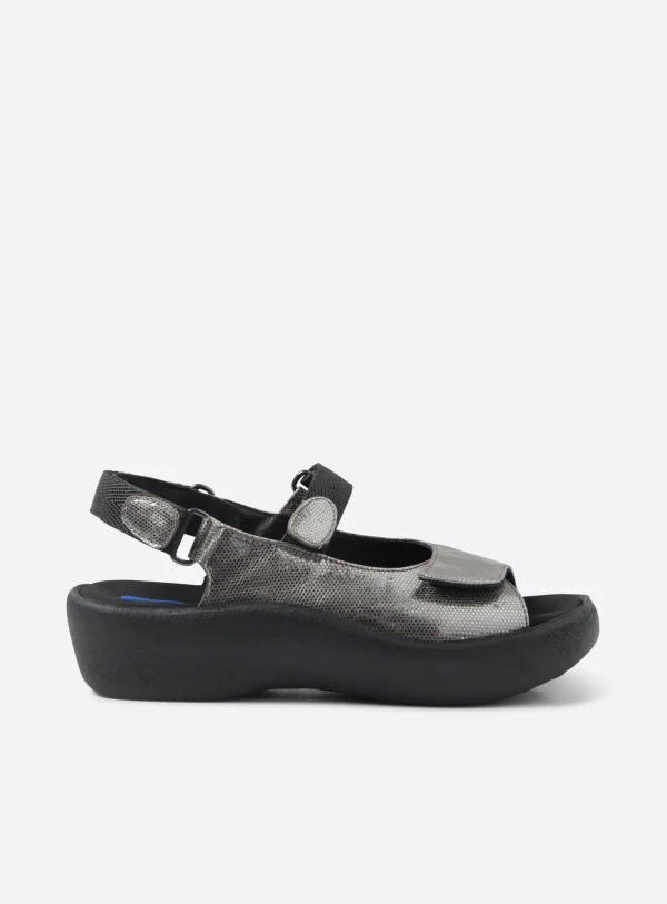 Wolky Jewel - grijs metallic leer Sandalen voor dames