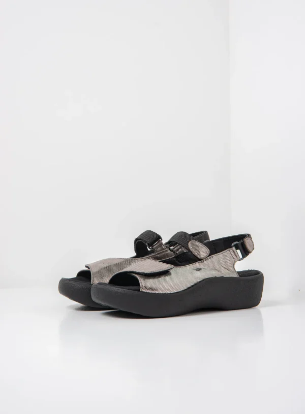 Wolky Jewel - grijs metallic leer Sandalen voor dames