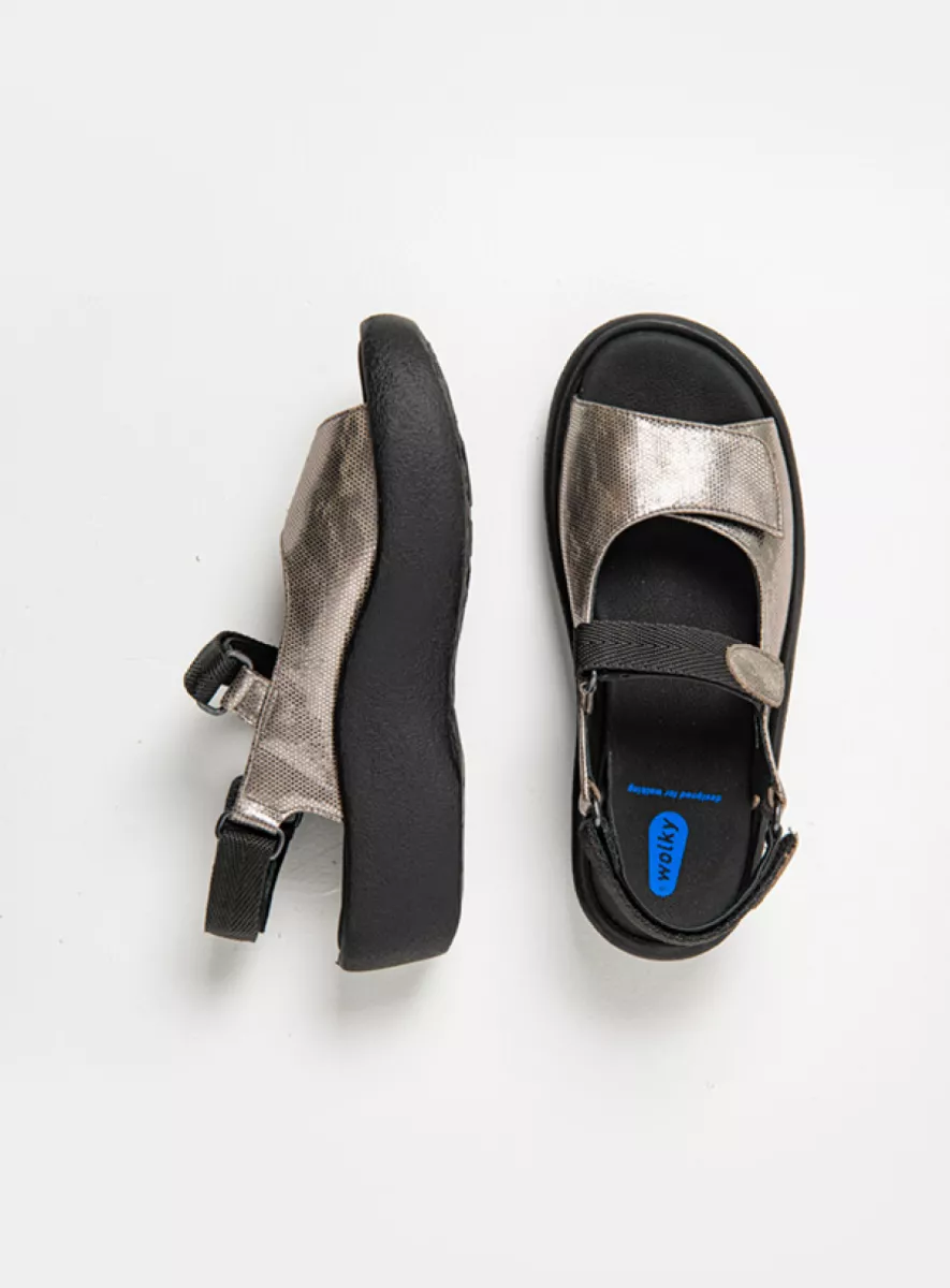 Wolky Sandalen 03204 Jewel 39280 grijs metallic leer