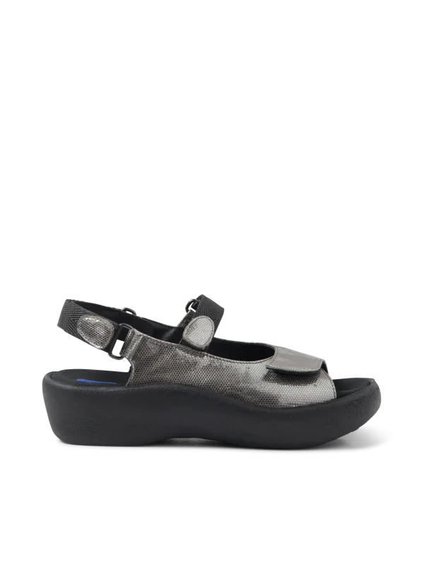 Wolky Jewel - grijs metallic leer Sandalen voor dames