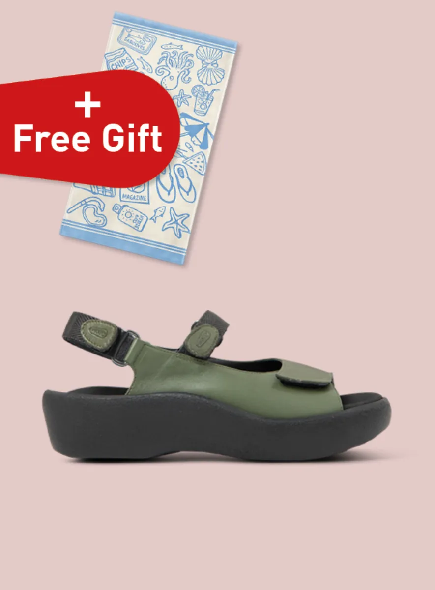 Wolky Jewel - saliegroen leer Sandalen voor dames