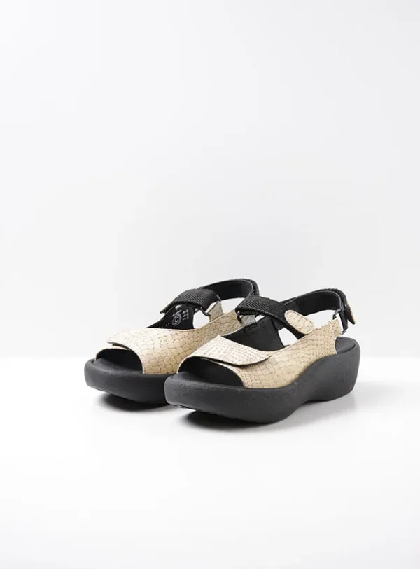 Wolky Jewel - beige mini croco leer Sandalen voor dames