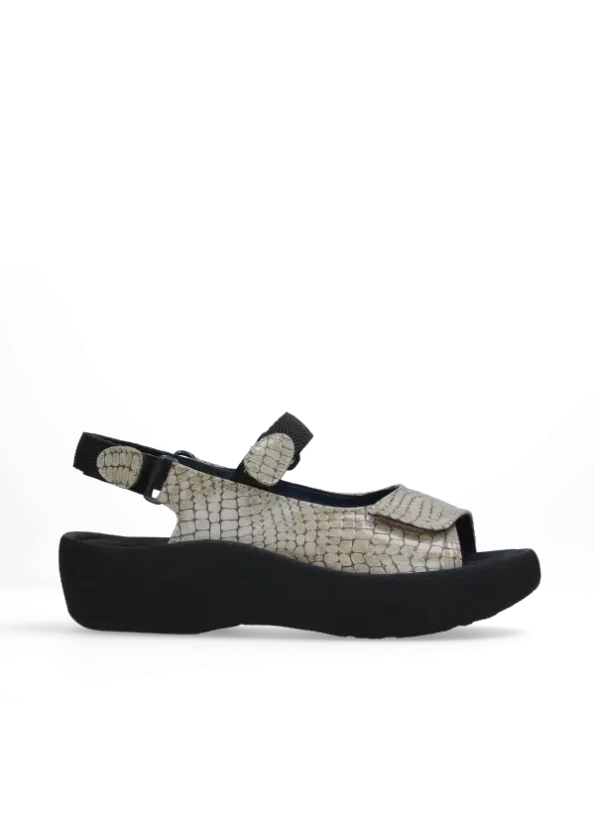 Wolky Jewel - beige mini croco leer Sandalen voor dames