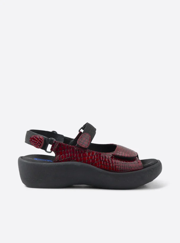 Wolky Jewel - rood mini croco leer Sandalen voor dames