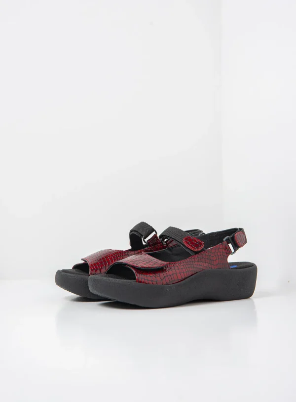 Wolky Jewel - rood mini croco leer Sandalen voor dames