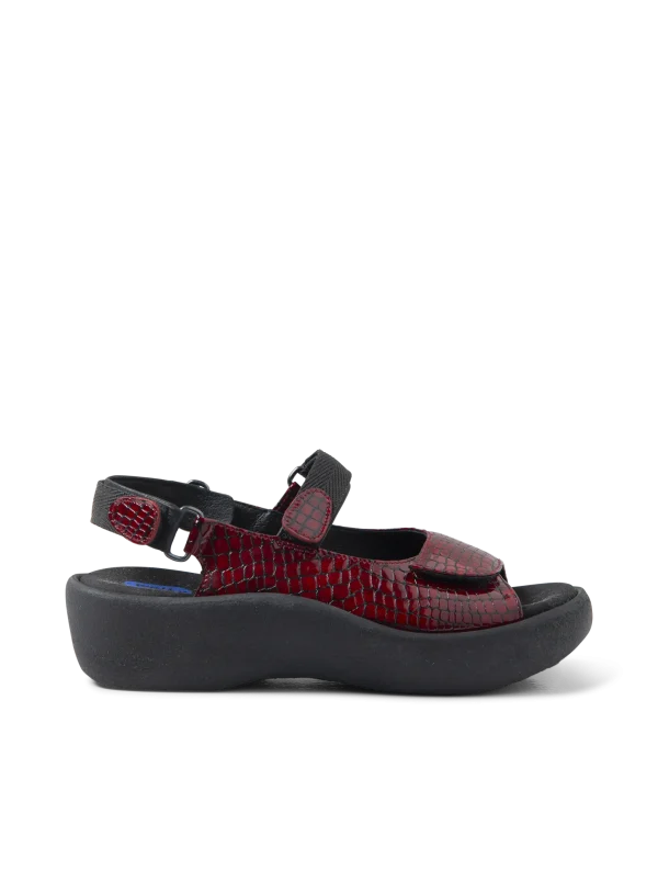 Wolky Jewel - rood mini croco leer Sandalen voor dames