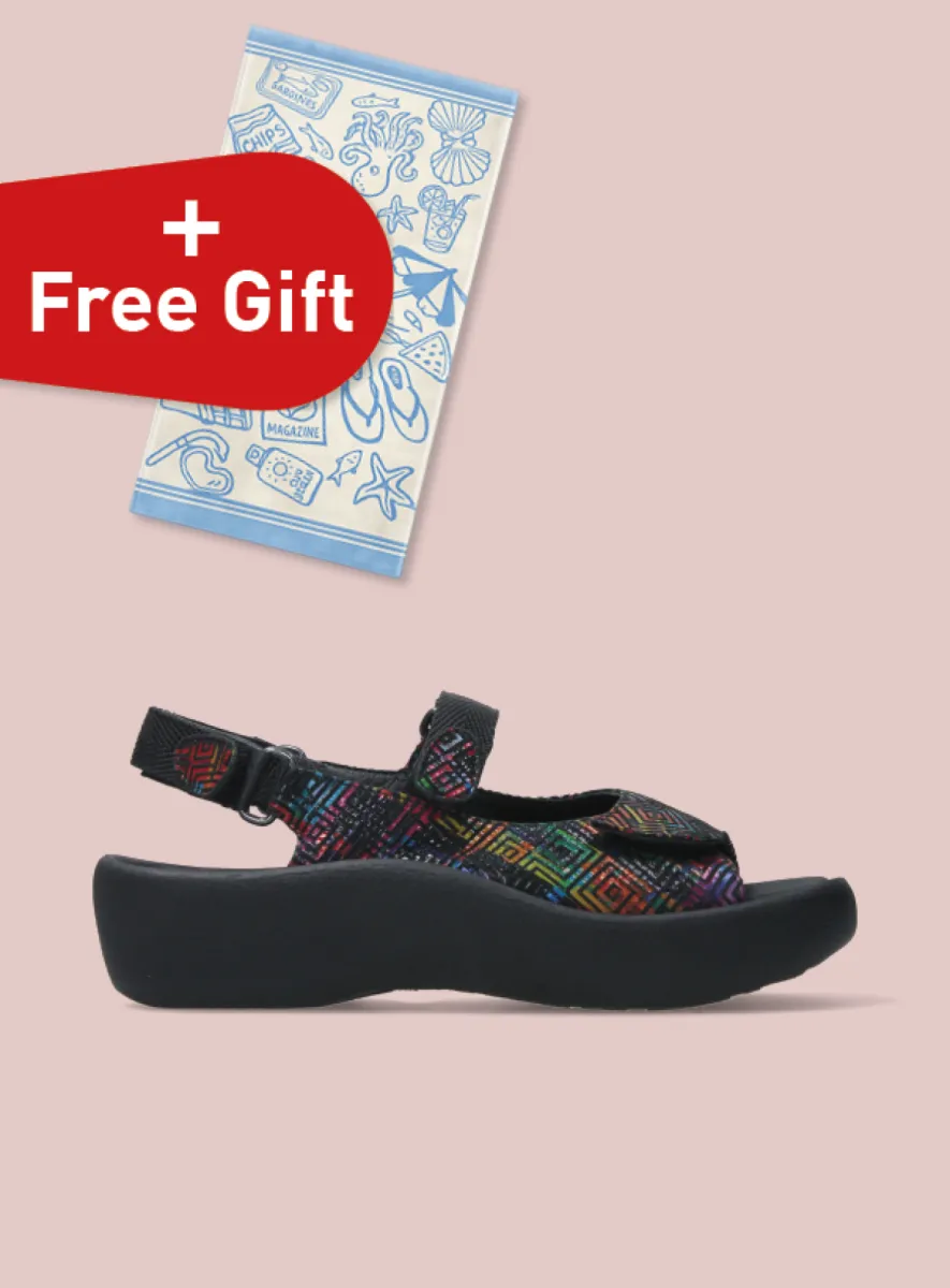 Wolky Jewel - zwart multi leer Sandalen voor dames