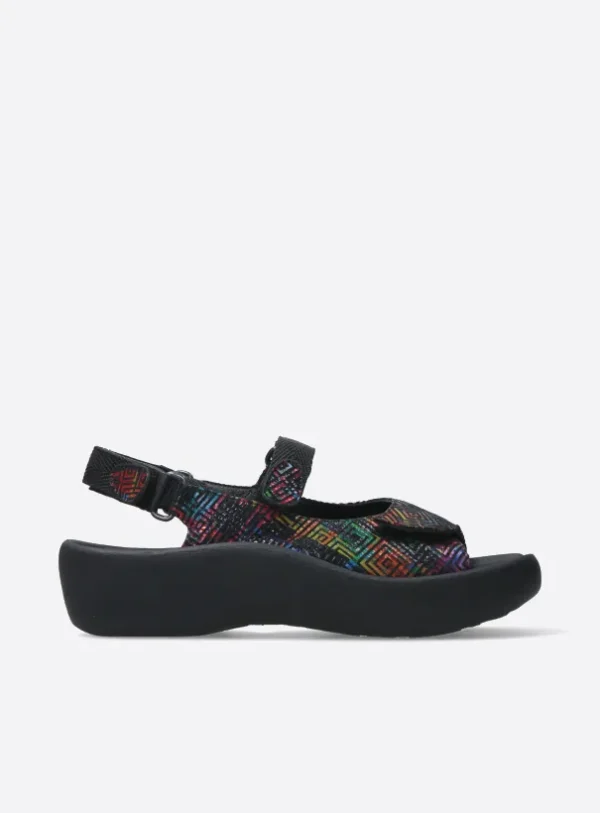 Wolky Jewel - zwart multi leer Sandalen voor dames
