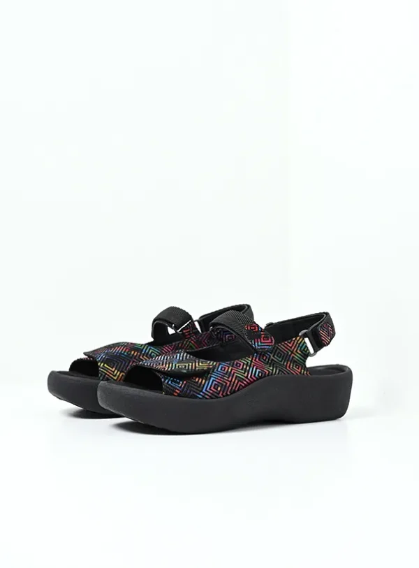 Wolky Jewel - zwart multi leer Sandalen voor dames