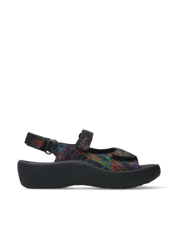 Wolky Jewel - zwart multi leer Sandalen voor dames