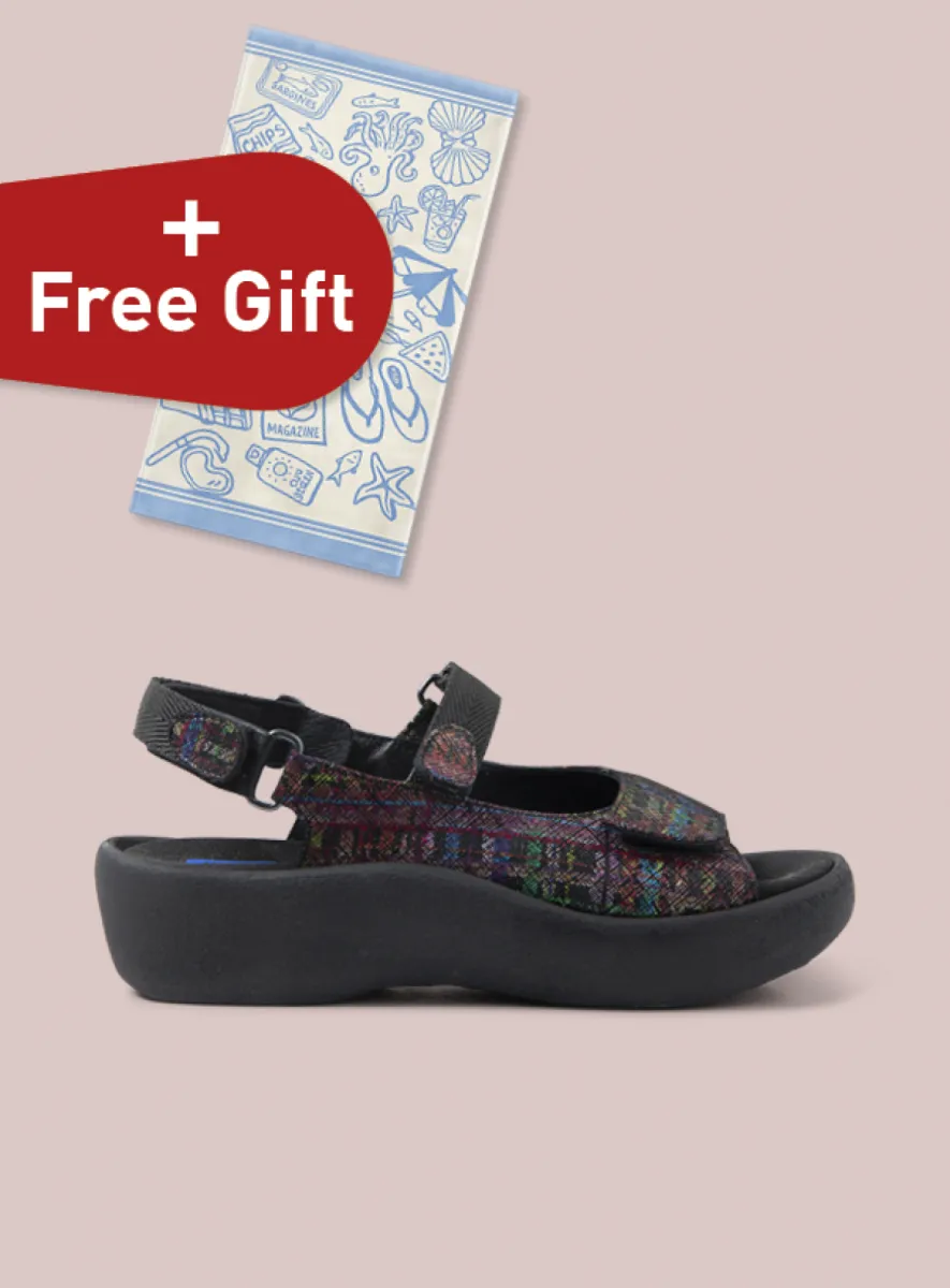 Wolky Jewel - zwart multiprint leer Sandalen voor dames
