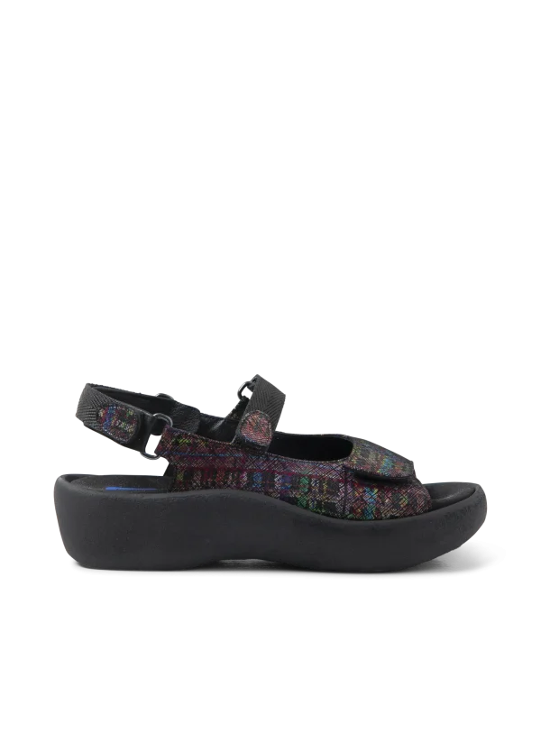 Wolky Jewel - zwart multiprint leer Sandalen voor dames