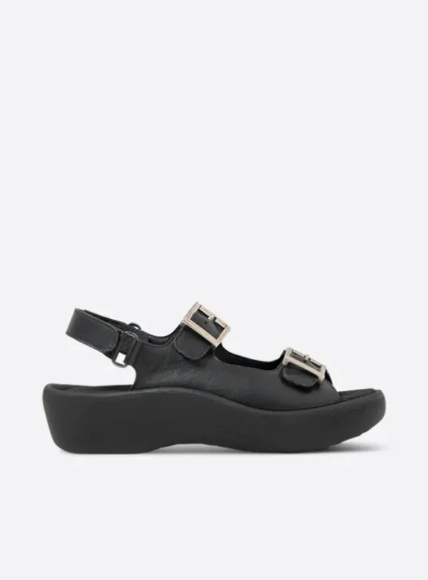 Wolky Fortune - zwart leer Sandalen voor dames