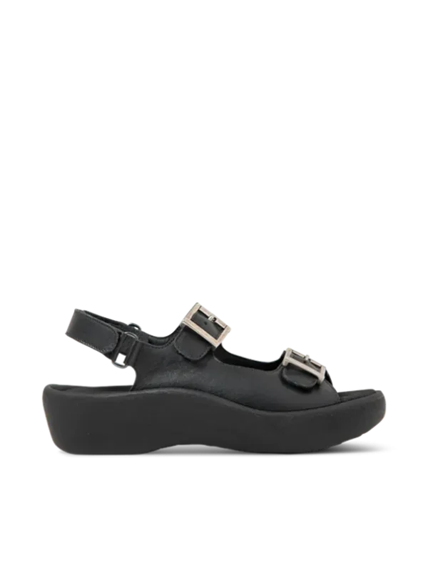 Wolky Fortune - zwart leer Sandalen voor dames