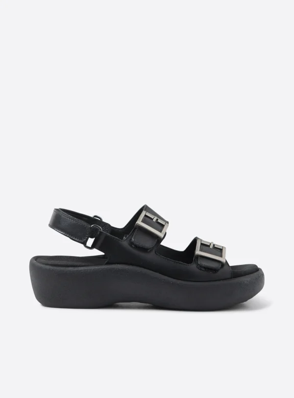 Wolky Fortune - zwart leer Sandalen voor dames