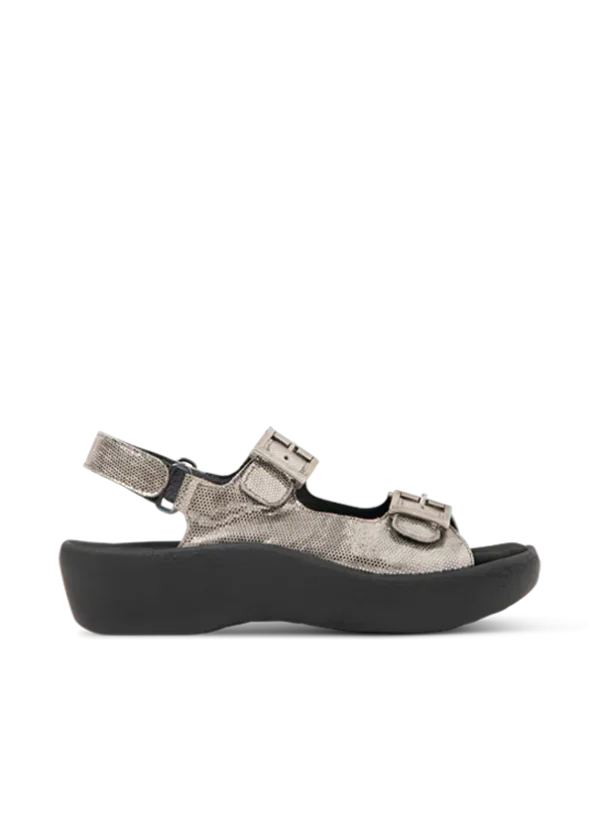 Wolky Fortune - grijs metallic leer Sandalen voor dames