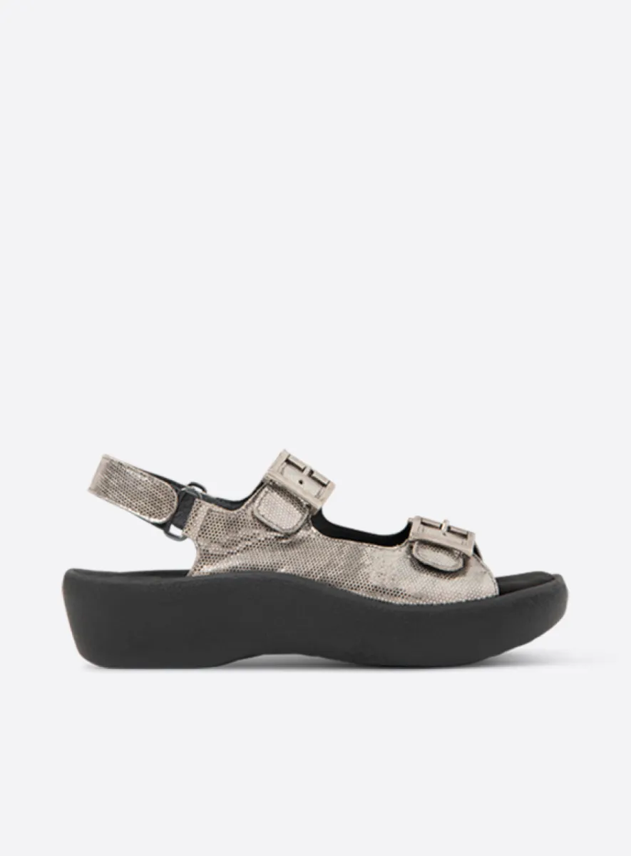 Wolky Fortune - grijs metallic leer Sandalen voor dames