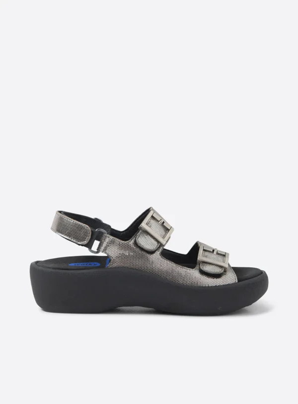 Wolky Fortune - grijs metallic leer Sandalen voor dames