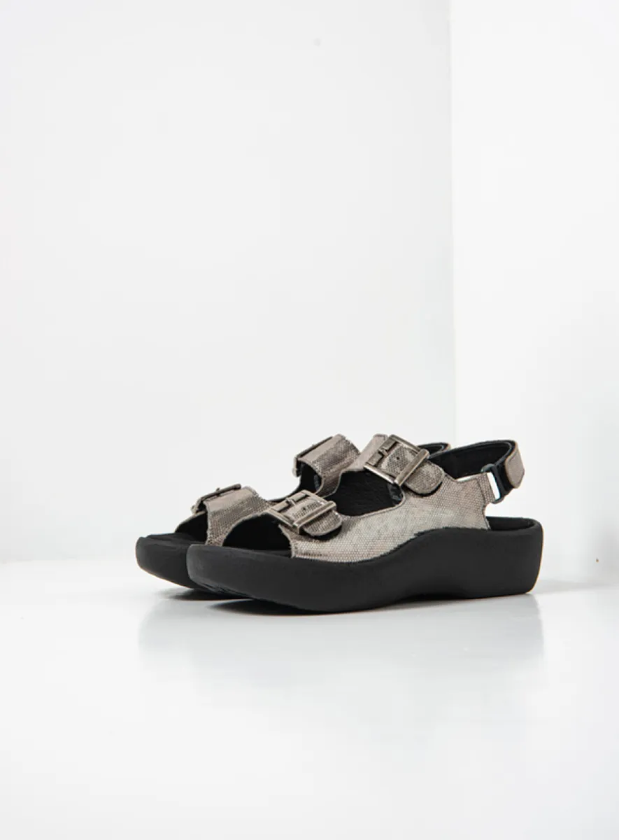Wolky Fortune - grijs metallic leer Sandalen voor dames