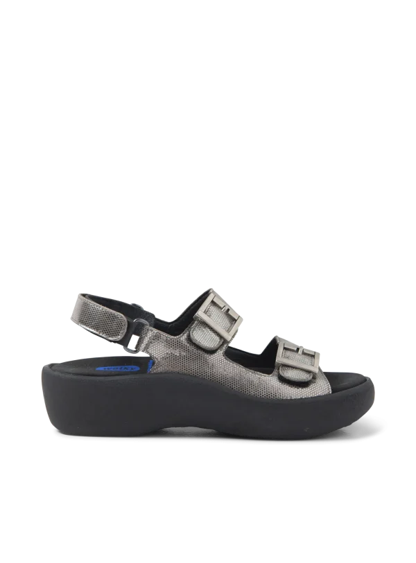 Wolky Fortune - grijs metallic leer Sandalen voor dames